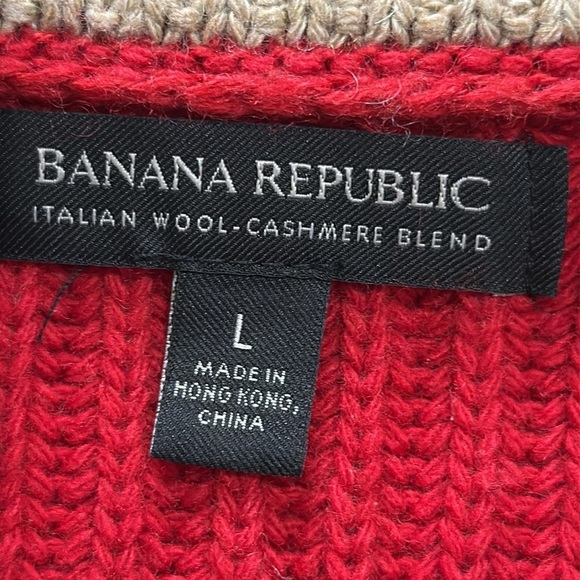 Cashmere Blend ribbed 1/4 zip funnel neck SZ XL Holiday red w camel interior LUX - Picture 2 of 7